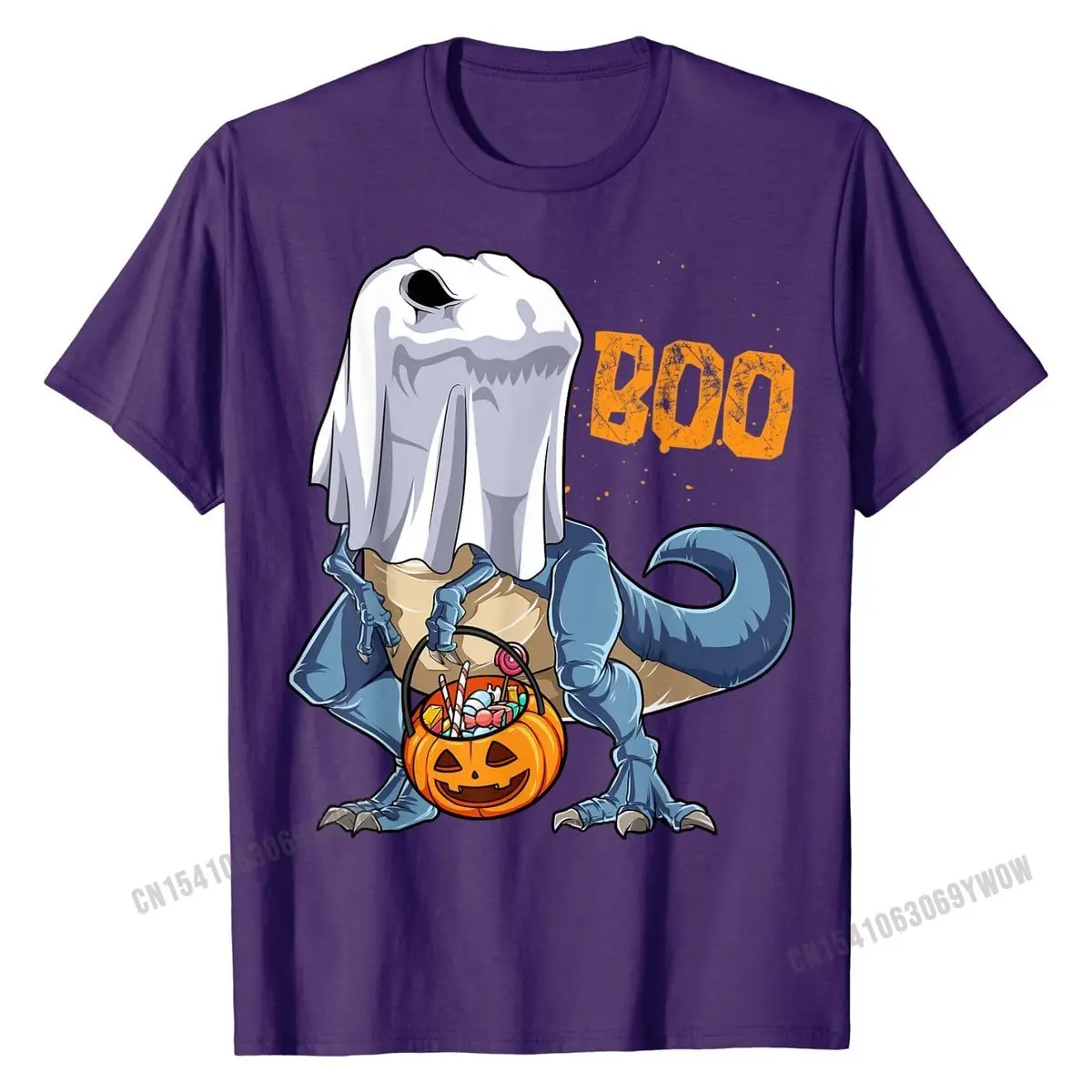 Ghost Dinosaur T rex Funny Boo Halloween Gifts Men Pumpkin T-Shirt Top T-shirts Tees Discount Cotton Custom Fashionable Mens