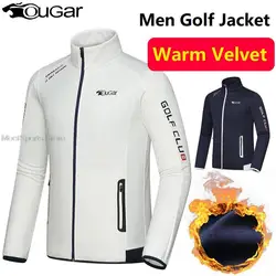 Golf Sportswear Men's Winter Keep Warm Coat Windbreaker Outdoor Long Sleeve Golf Jacket Man Windproof Velvet Casual Coats