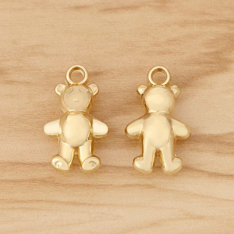 8 Stuks Goud Kleur Ccb Teddybeer 3D Bedels Hangers Voor Diy Oorbellen Sleutelhanger Sieraden Maken Accessoires