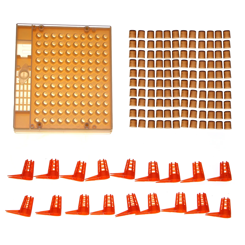 

1SET Complete Queen Rearing Kit Plastic Brown Cell Protective Cover Larva Cages Beekeeping Bee Tools Apiculture Supplies