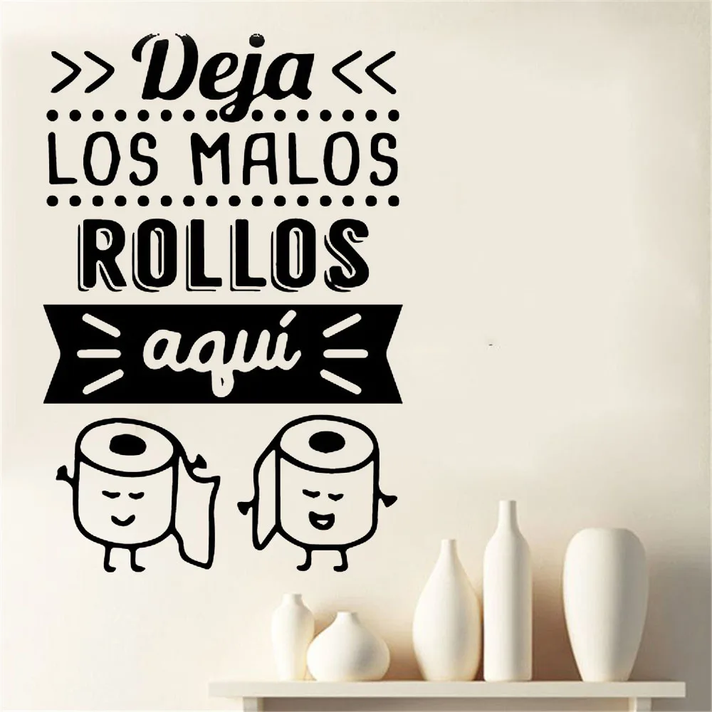 

Deja los malos rollos Waterproof Wall Stickers for Spanish quotes Wall Decal Decor For Public toilet bathroom Home Decor