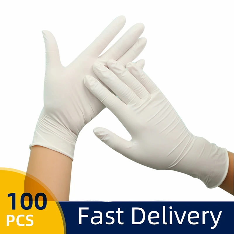 

10-100pcs White Nitrile Gloves Disposable Safety Working Glove Food Grade Kitchen Laboratory Housework Protective Gloves Nitrile