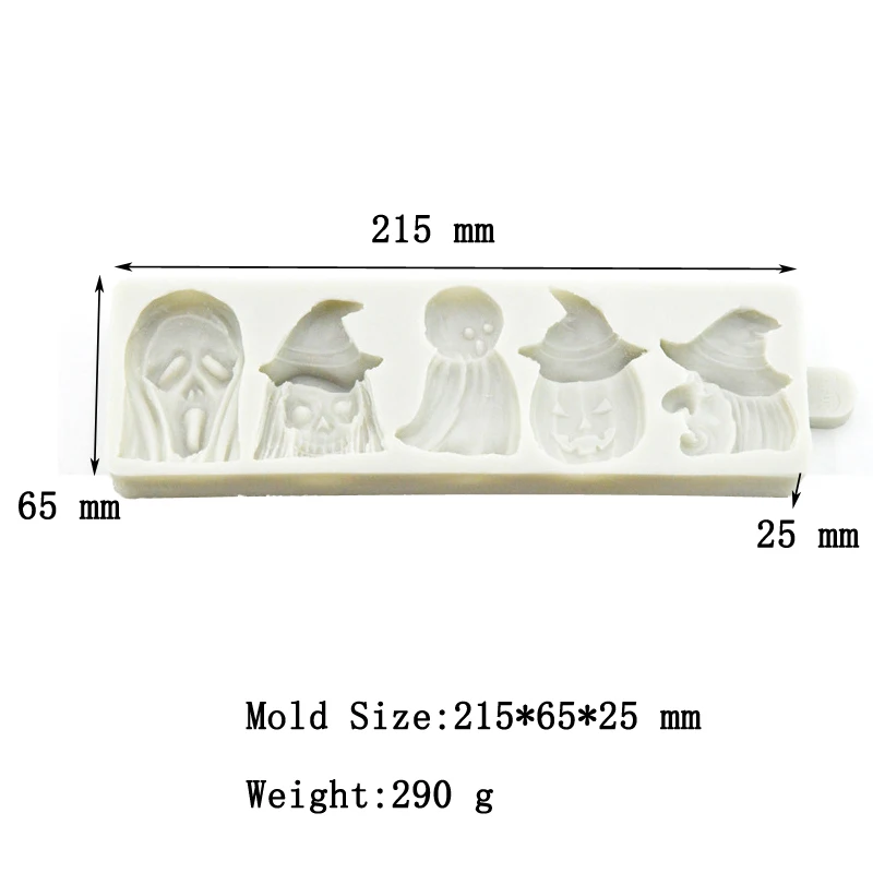 SHENHONG Halloween Bizarre Ghost Biscuits Pumpkin Pie Silicone Fondant Cake Mold Chocolate Candy Sugar Craft Decorating Mould