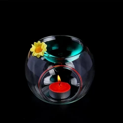Home Decoration Handmade Glass Candlestick Tealight Candle Holders Oil Candlestick Transparent Crystal Centerpieces Wedding