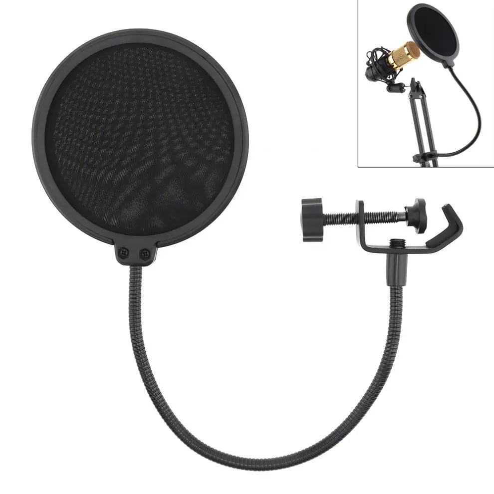 Double Layers 100MM Studio Microphone Pop Filter Flexible Wind Screen Mask Mic Shield for Speaking Recording Accessories