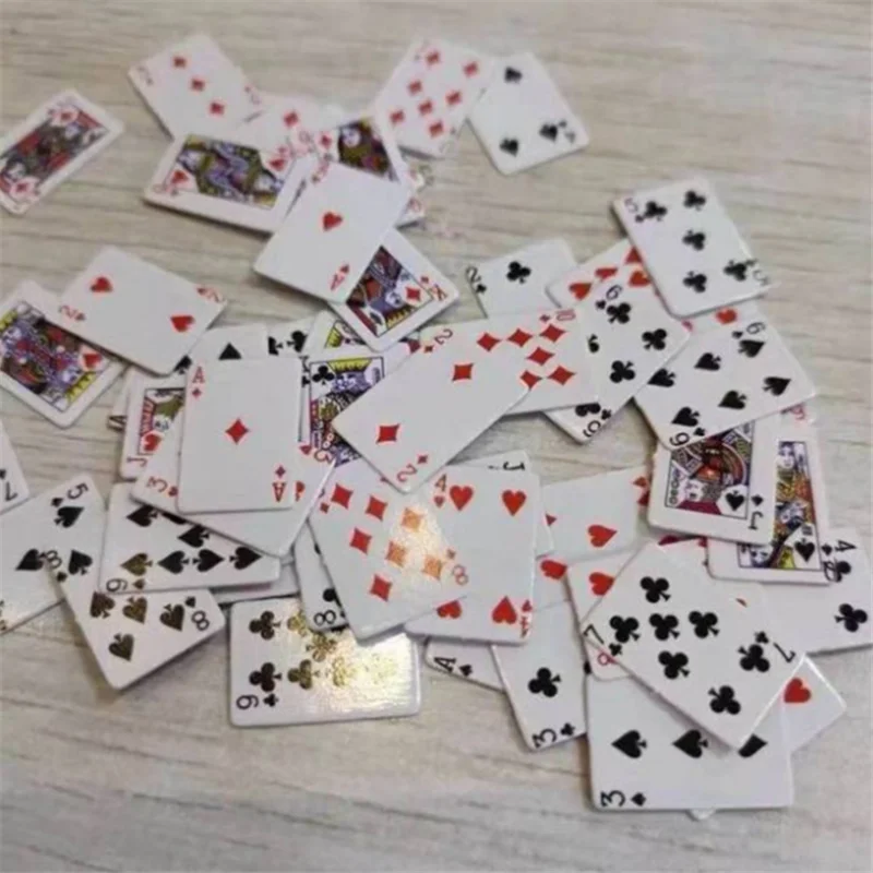 2Sets Mini Poker Playing Cards Random Funny Models Poler Cute Miniature Games 1:12 Doll Toys Decorative Dollhouse Accessories