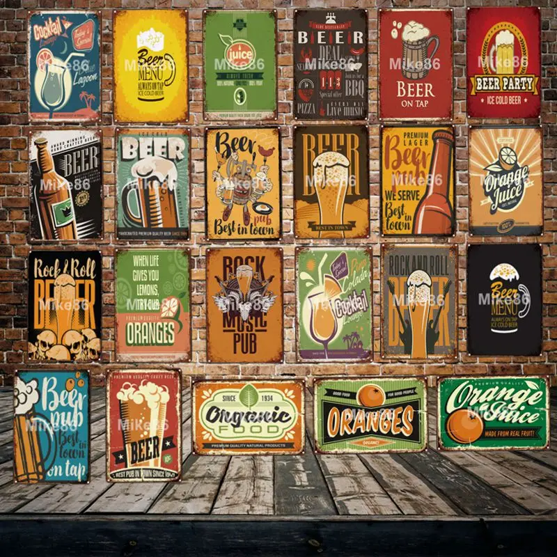 [ Mike86 ] Orange Beer on tab Cocktail Metal Sign Vintage Iron Painting Pub Bar Poster Art 20*30 CM  LT-1909