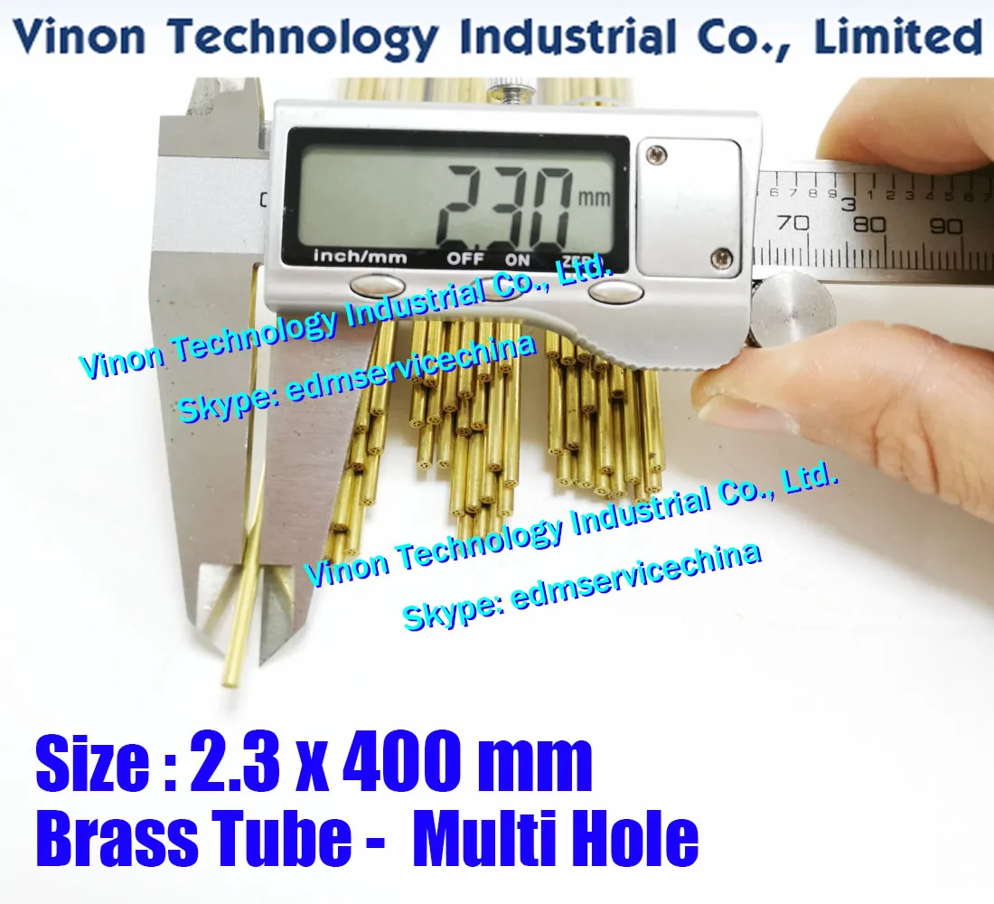 (25PCS/LOT) 2.3x400mm Brass Tube Multihole, Brass EDM Tubing Electrode Multichannel Dia. 2.3 x 400 Long for Electric Discharge