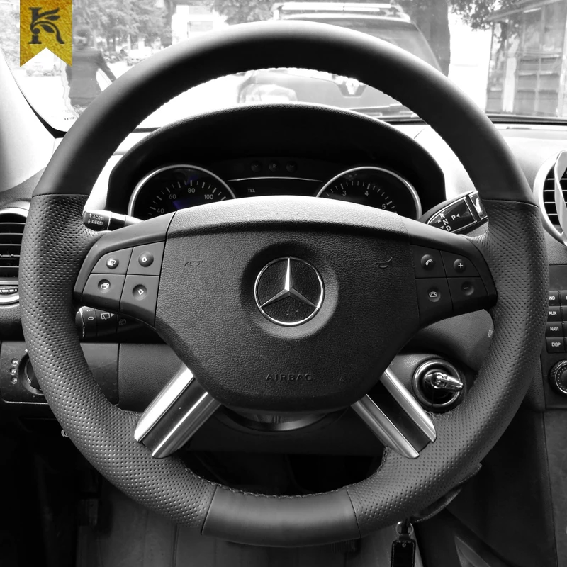 Custom hand-stitched leather steering wheel cover For Benz old style C-Class  ML350 s300 s350 e260l GL400 car wheel cover