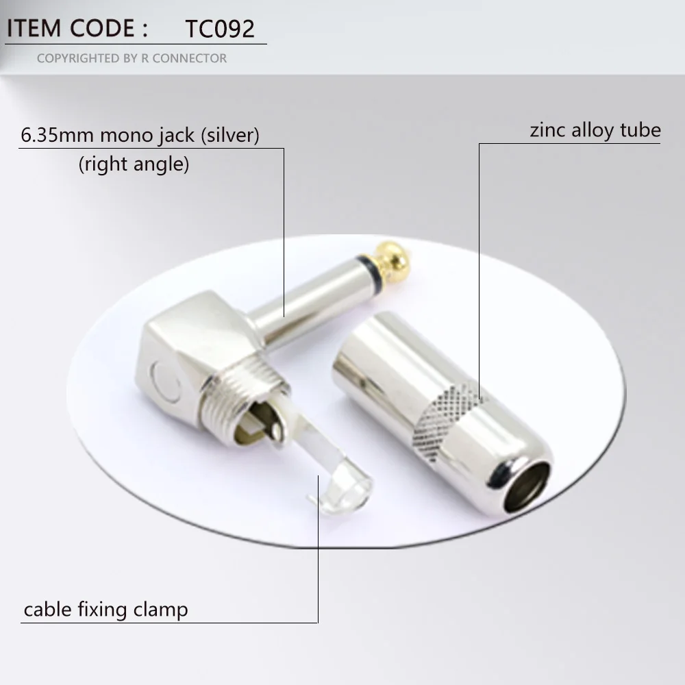 2PCS 6.35MM Jackสายไฟ4มุม2เสา6.35มม.ชายโมโนปลั๊กไมโครโฟนกีตาร์ปลั๊กอะแดปเตอร์