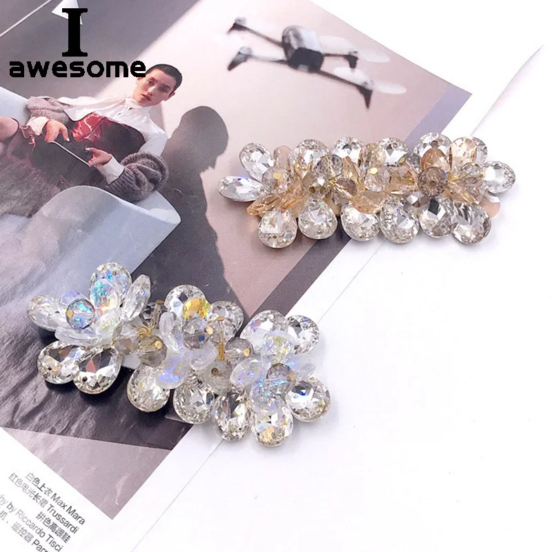 New Crystal Glass Bridal Wedding Party Shoes Accessories For high Heels Flats Slipper Shoes Rhinestone Shoe Decorations flower