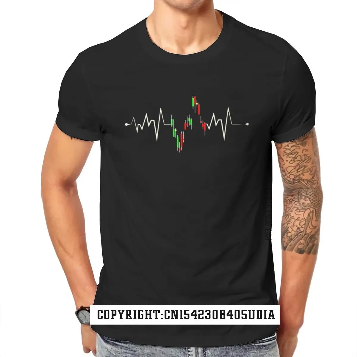 Stock Ekg Investor Trader Heartbeat Stock Market Unisex Jersey T-Shirt Printing Rife Mens Top T-Shirts Custom