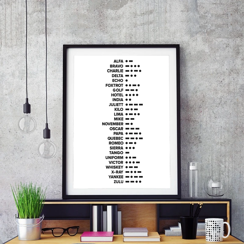 Phonetic Spelling Canvas Painting Morse Code Wall Art Alphabet Print Poster NATO ICAO Minimalist Wall Picture Home Decor