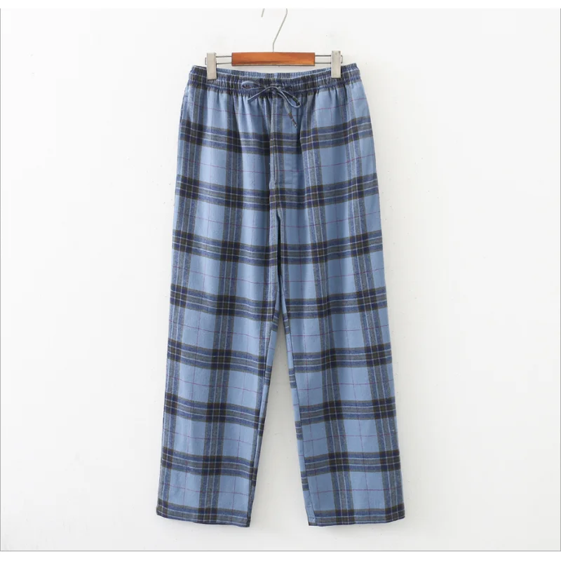 2024 Spring Autumn Men 100% Cotton Sleep Pants Male Top Quality Loungewear Trousers Men's Plus Size Casual Plaid Home Pants