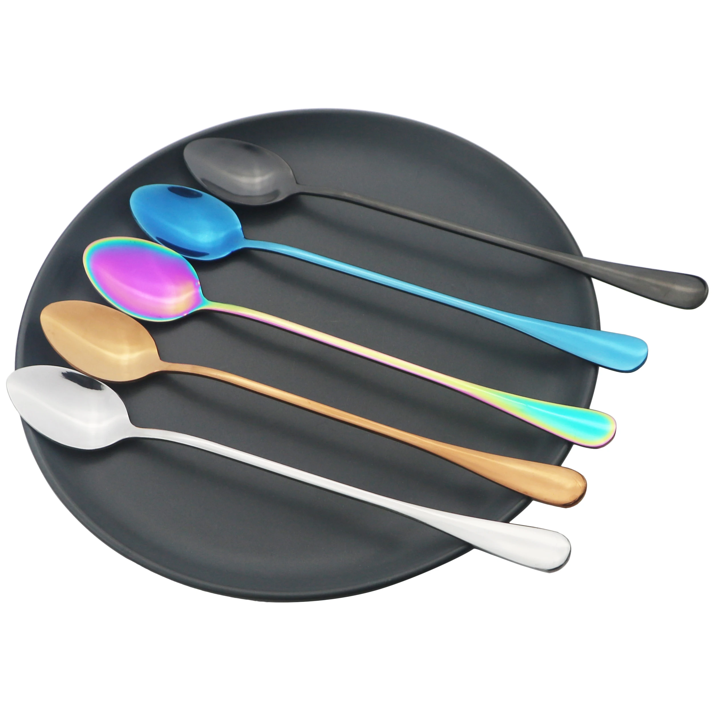 4Pcs Juice Coffee Stirring Spoon Set Colorful Cutlery Tea Spoon Dinnerware Ice Cream Long Handle Scoop Silverware Kitchen Tools