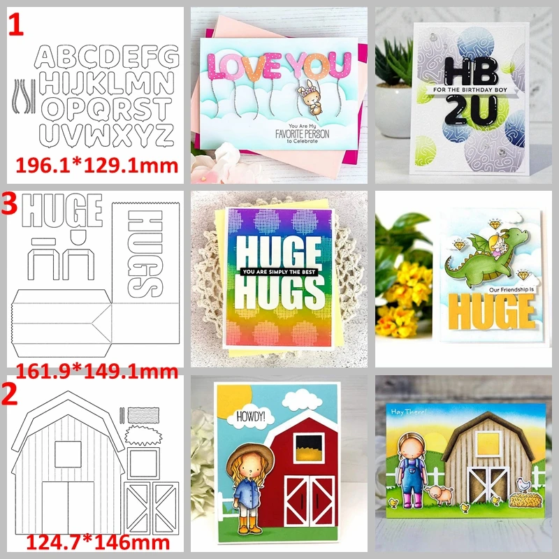 Alphabets Huge Hugs Box House Metal Cutting Dies Stencil For DIY Paper Crafts Cards Die Cuts For Card Making 2020