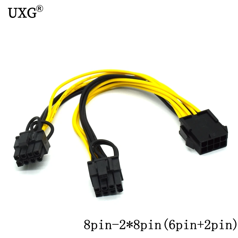 CPU or GPU 8Pin to 2*8Pin(6+2) Graphic Card for Miner Double PCI-E PCIe 8Pin Power Supply Splitter Cable Cord 21cm