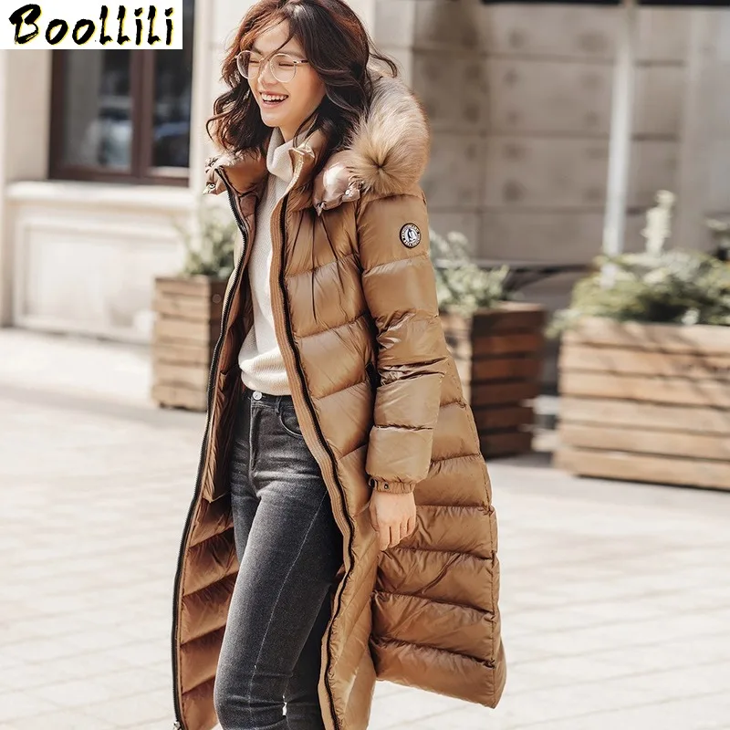 

White Boollili 90% Duck Down Jacket Women Clothes 2023 Winter Coat Women Raccoon Fur Collar Korean Puffer Jacket Women Parka