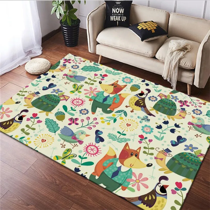 Funny Cartoons Animal 3D Printed Carpet Square Anti-Skid Area Floor Mat Rug Non-slip Mat Dining Room Living Soft Carpet 03