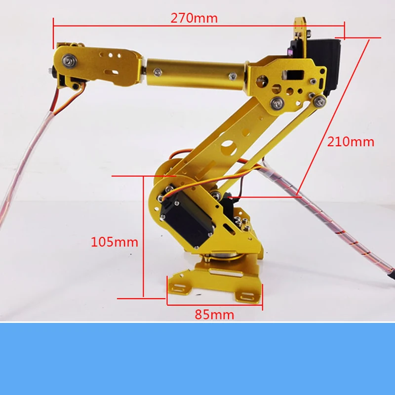 CNC Vollmetall 6DOF Roboterarm Kit S6 6-Achsen Kleiner mechanischer Arm Manipulator mit 6 Stück Digital Servo Bildung DIY Spielzeug