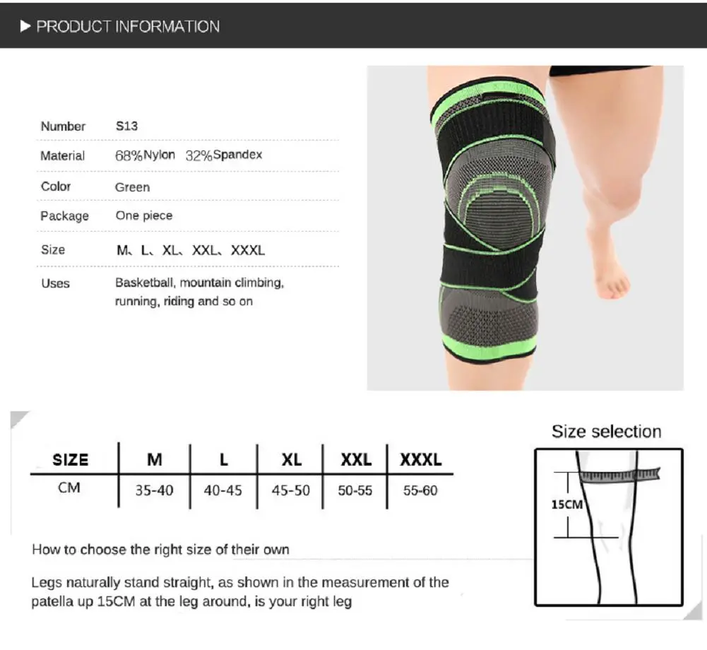 1 Pc Compression Knee Pads Crossfit Knee Support Sports Knee Protector Fitness Volleyball Knee Joint Support Knee Brace Sleeves