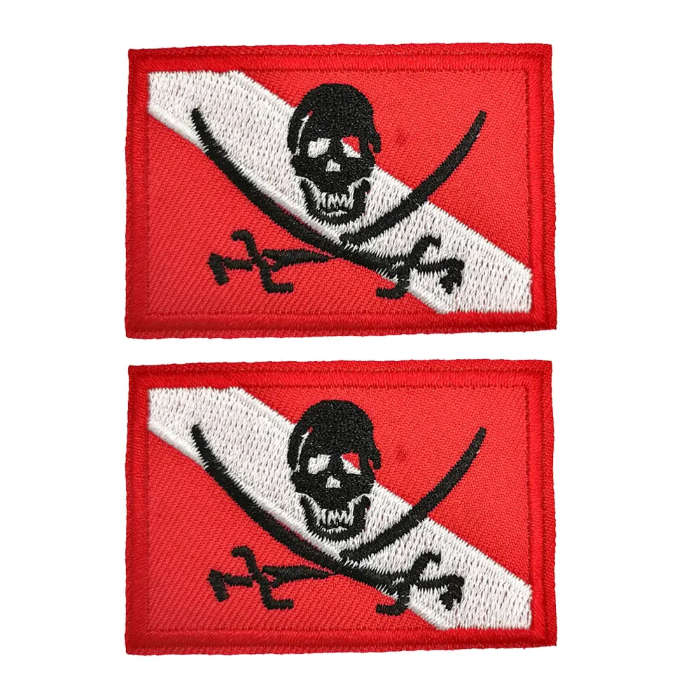 Scuba Diving Flag Patch Diver Down Flag Badge Diving Gift Embroidered Iron-On Patch For Diver Gear Bag backpack Clothes Hat DIY