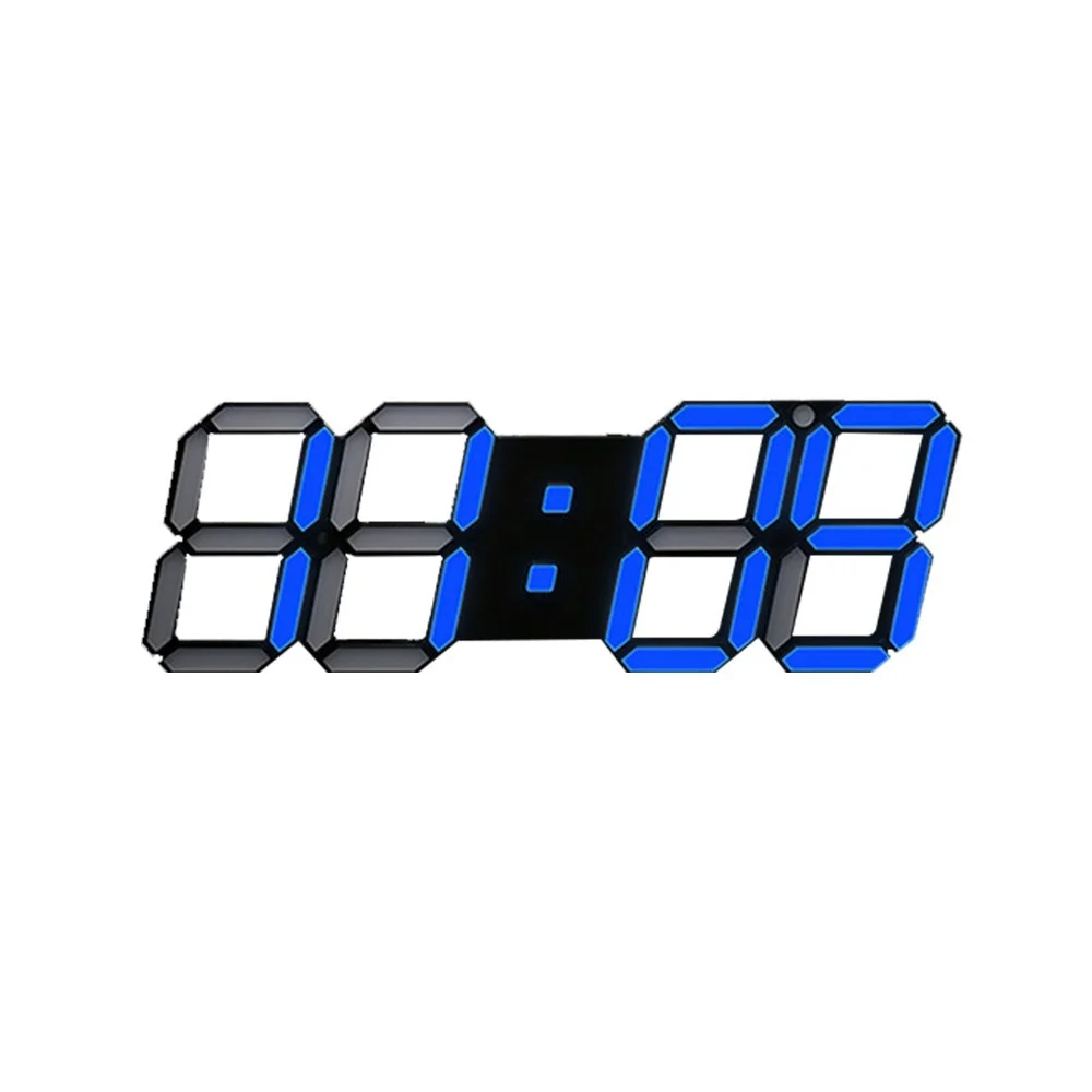 3D Intelligent Three-Dimensional With English Edition Remote Control Black Box Blue Light Multi-Function Wall Clock