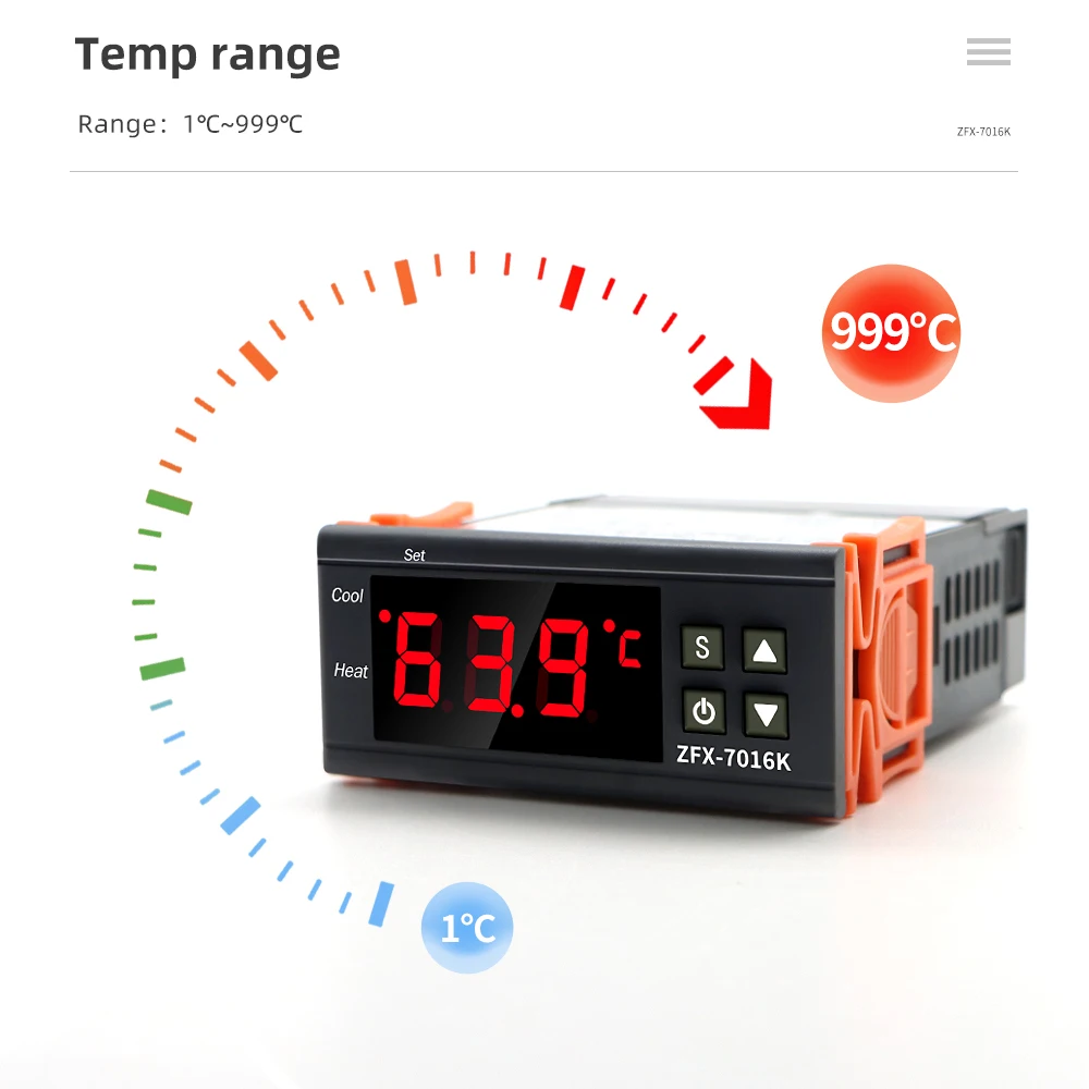 ZFX-7016K Digital Temperature Controller Thermostat Thermoregulator Incubator Thermometer Control Switch 10A 30A 12V 24V 220V