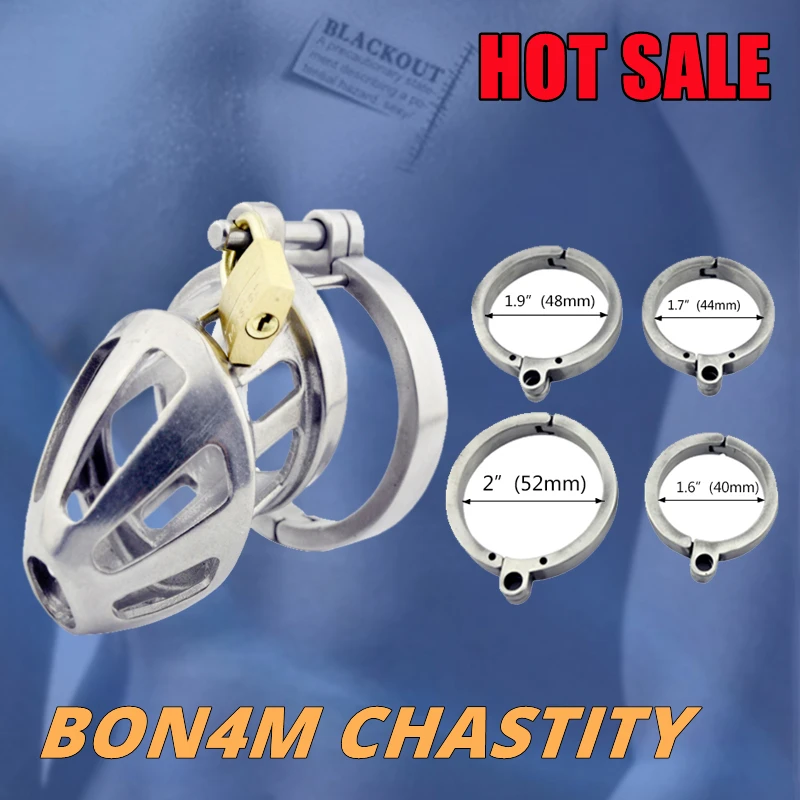 BLACKOUT 316 Stainless Steel BON4M Male Chastity Device Cock Cage Openable Penis Ring Men Virginity Lock Adult Sex Toys