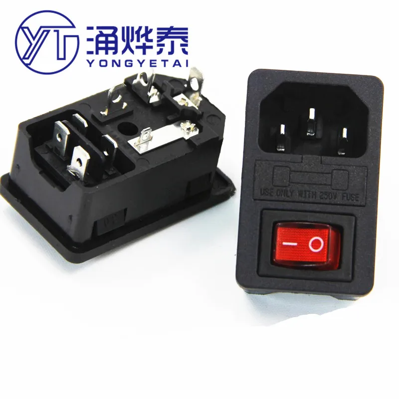 YYT 1 Set AC Power Socket Three-In-One Kaset 3-Pin Soket dengan Safety Switch 10A industrial Socket KCD101