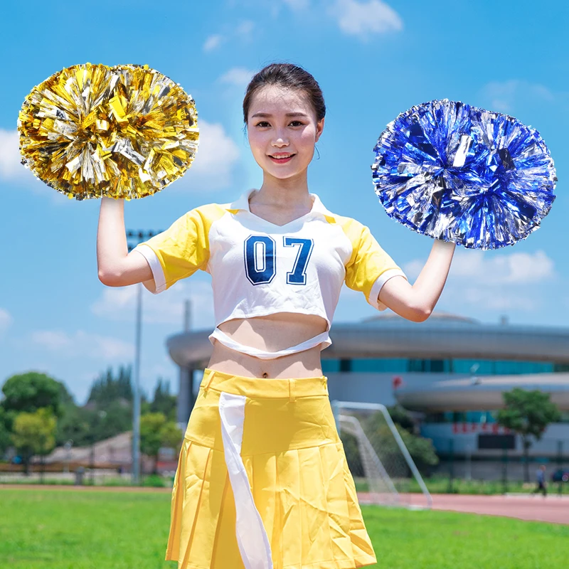 

20pcs Metallic PET Cheerleader Pom Ppom Girl Cheering Dance Decorator Cheerleading Pompon Pompoms Baton Hhandle colorfast