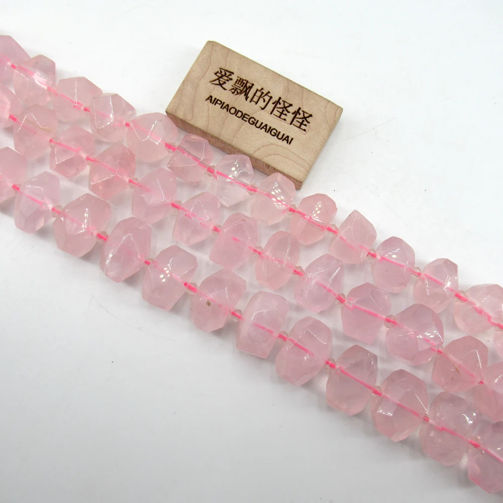 APDGG Natural Faceted Pink Rose Quartz Nugget Gemstone Loose Beads 15\