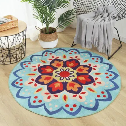 Amerikanischer Garten Blume Runde Teppich, Schlafzimmer, Wohnzimmer, Sofa, Anti-Rutsch-Matte