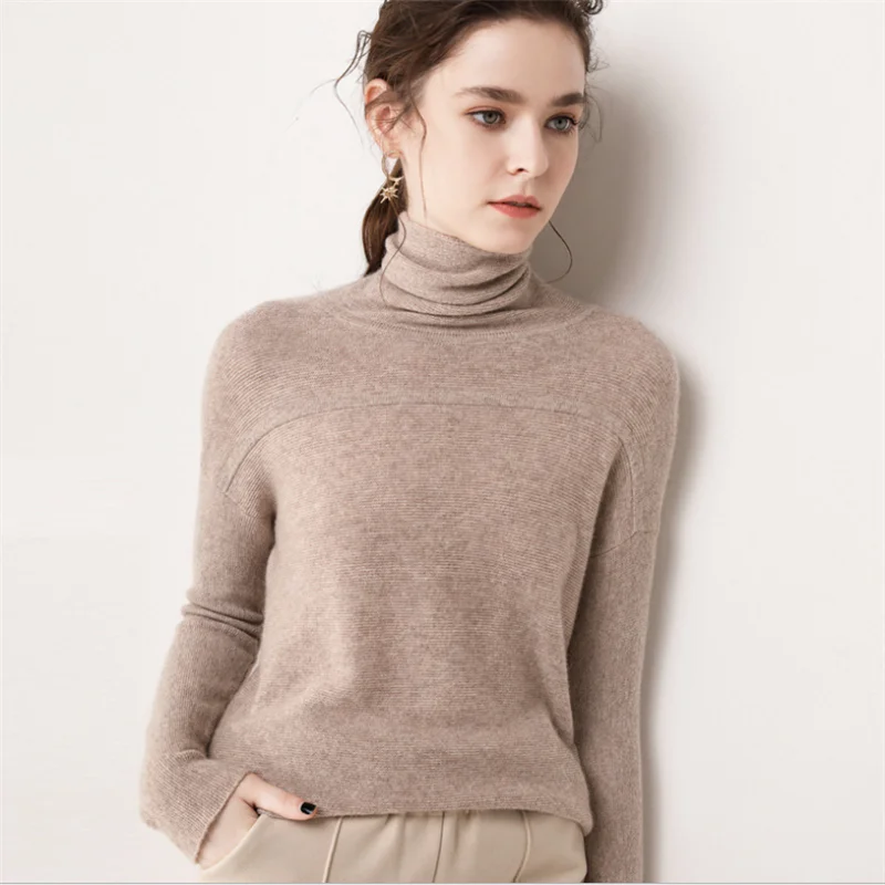 Autumn/Winter Women's Knit Turtleneck Cashmere Sweater 2020 Casual Basic Pullover Jumper Long Sleeve Loose Top