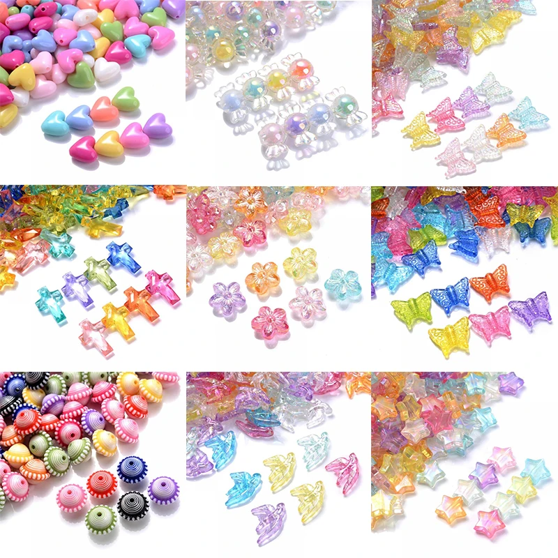 Mixed Color Candy Shape Acrylic Beads 50/100/150Pcs Transparent AB Color Spacer Beads For Jewelry Making DIY Handmade Bracelet