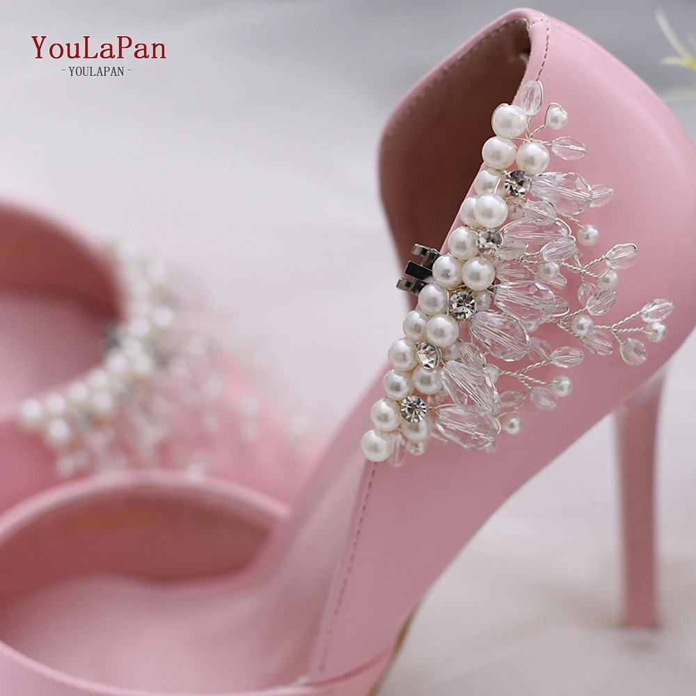 YouLaPan 2pc/Lot Fashion Bride High Heel Decoration Shoe Clip Sliver Crystal Women Shoe Clip Diy High Heel Decoration  HX13