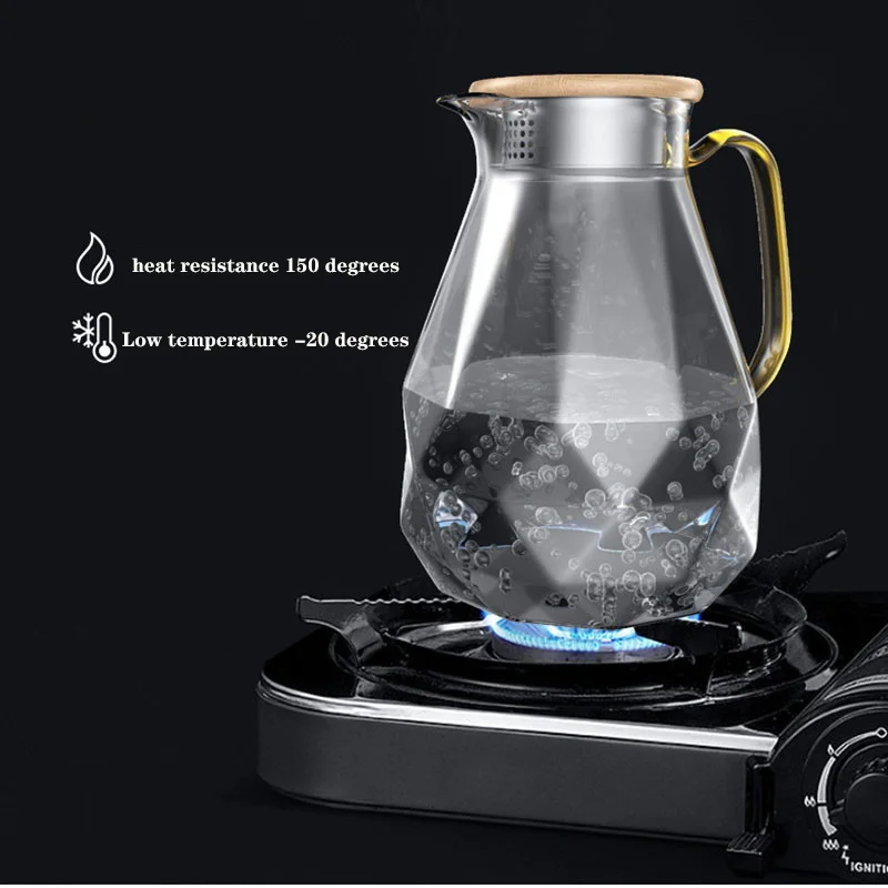 Heat-resistant glass kettle,Large capacity can be heated Diamond craft Dual-purpose filter  kitchen supplies transparent kettle