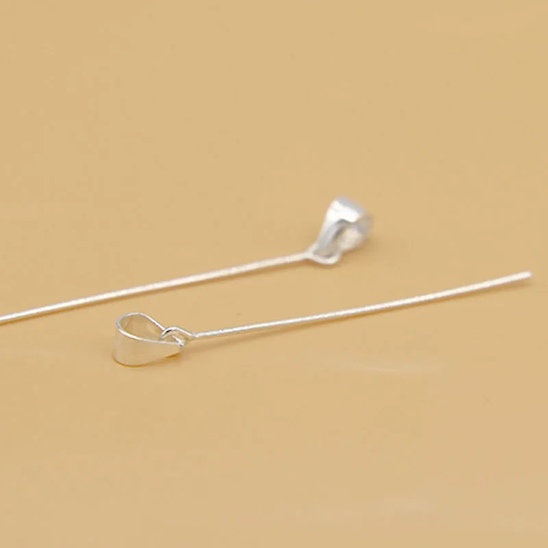 Genuine Real Pure Solid 925 Sterling Pendant Base Caps With Long Needle Suspension Cap Connector DIY Jewelry Making Findings