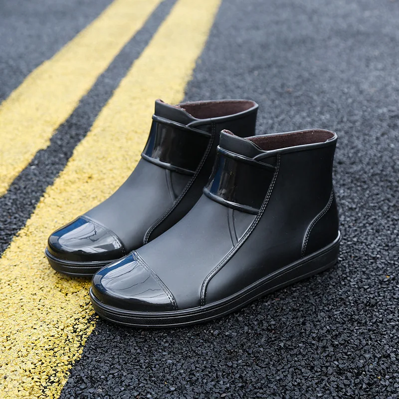 Fashion Waterproof Rainboots Men Rubber Ankle Boots Couples Rainboots Non-slip Wash Shoes Chef Work Shoes Adult Rain Shoes