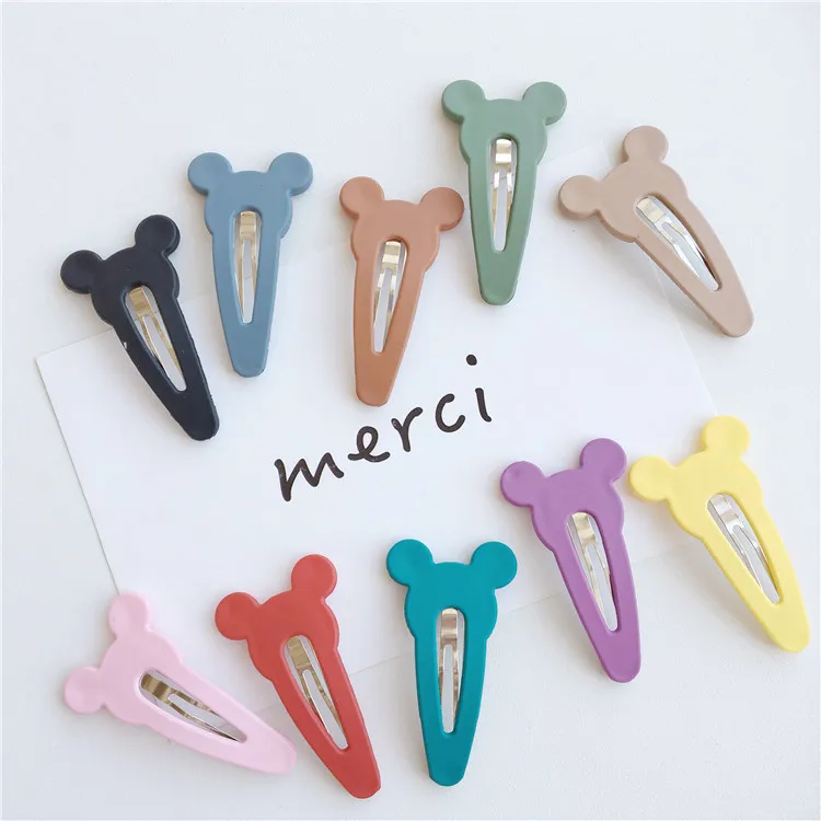 

Boutique ins 20pcs Fashion Cute Mat Plastic Bear Snap Clips Solid Cartoon Barrettes Princess Headwear Girls Hair Accessories