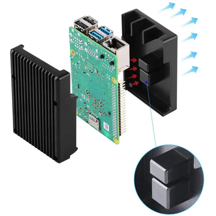 Raspberry Pi 4 Aluminum Alloy Case with Cooling Column Passive Cooling Armor Case for Raspberry Pi 4 Model B