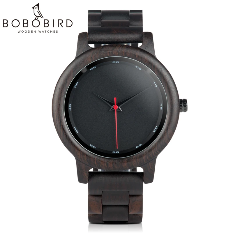 

Ebony Watch BOBO BIRD Men Waterproof Wristwatch Japanese Movement Clock Minimalist Wooden Strap Wristwatch relogio masculino