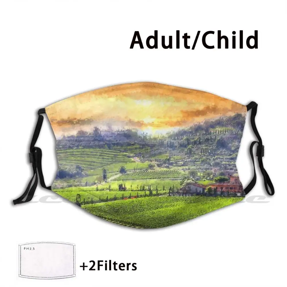 Chianti , Tuscany Mask Adult Child Washable Pm2.5 Filter Logo Creativity Tuscany Hills Of Tuscany Chianti Chianti Region