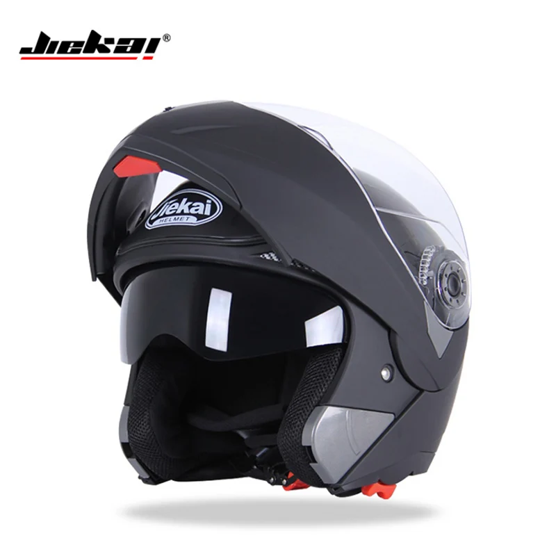 Professional Double Glass Motorcycle Helmet Jiekai Flip Up motorbike Helmet available with internal black sunglass