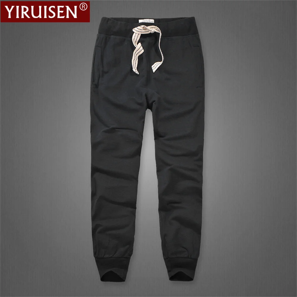 

YIRUISEN Autumn Casual Fashion Black Color Trousers 100% Cotton Mens Sweatpants High Quality Comfortable Breathable Clothing