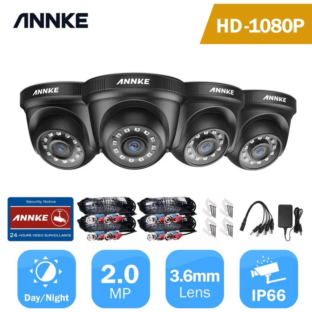 

ANNKE 4 шт. Камера 2MP 1080P HD, мужская камера, подсветка для ношения очков