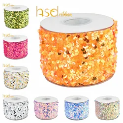 HSDRibbon 3 inch 75mm HSD-Genuine Series colorful Sequin Velvet Sequin Ribbon 25Yards/Roll