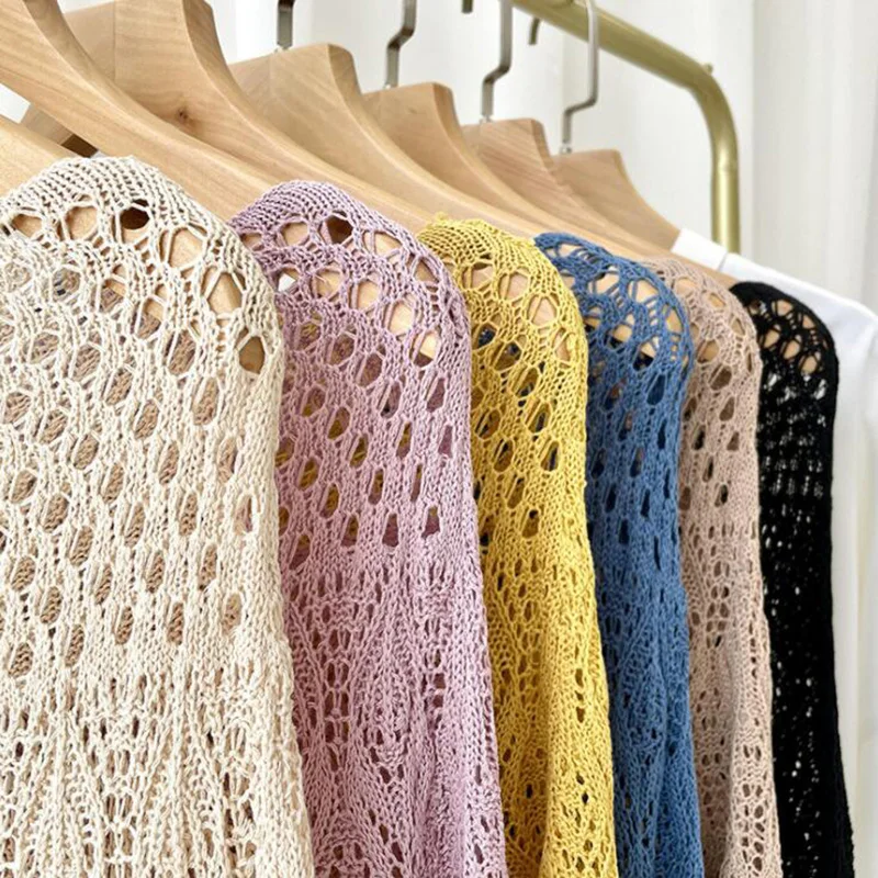 Korean Knit Hollow Crochet Lace Shawl Summer Short Ice Silk Cotton Blouse Pullover Women Fake Collar Neck Guard Cloak Scarf Q53