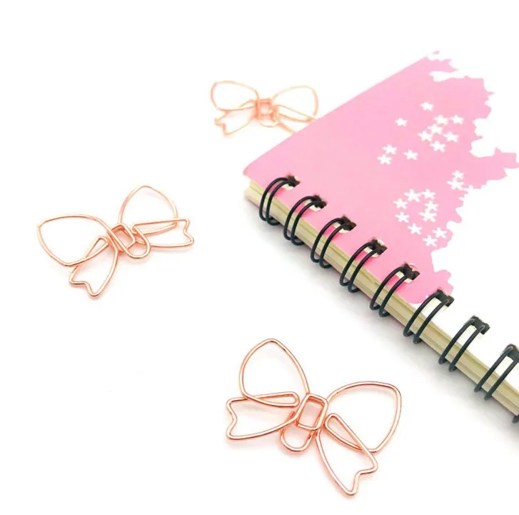 10 Pcs Cute Paperclip Book Mark Bow Clip DIY Accessories Bookmark Bookend Clip Metal Paper Clip Paper Clips