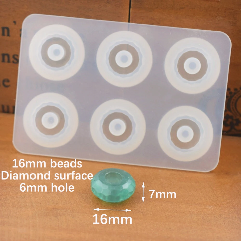 Silicone Mold 12mm 16mm flat ball beads with hole 6 compartment epoxy Resin Silicone Mould handmade Craft diy